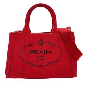PRADA Red Canvas Shoulder Bag